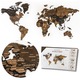 Harta Lumii din Lemn 3D Maro inchis 60x105 cm cu Orase – Decor de Perete, Puzzle Lemn cu Montaj Usor – Cadou Ideal pentru Calatori