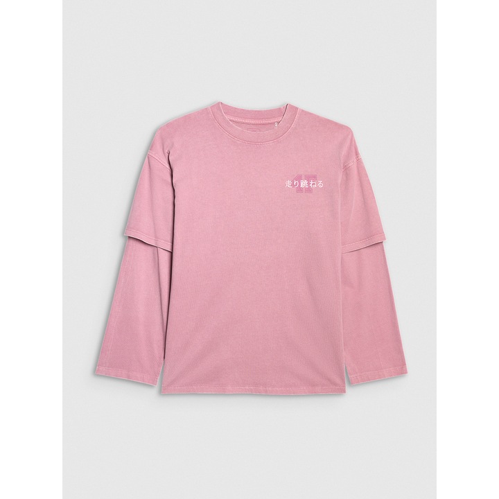 Bluza copii, 4F, oversize, roz, bumbac, Roz, 122 CM