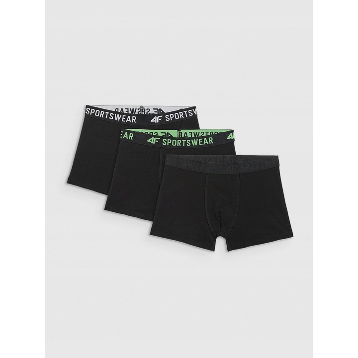 4F gyerek boxeralsó, 3 darabos szett, pamut, fekete, kényelmes