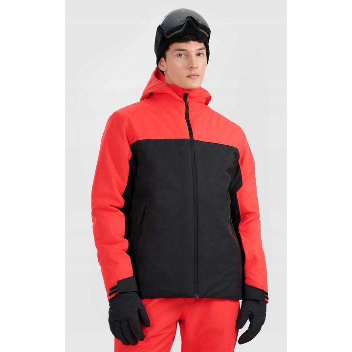 Geaca de schi barbati, 4F, poliester, negru/rosu, L INTL