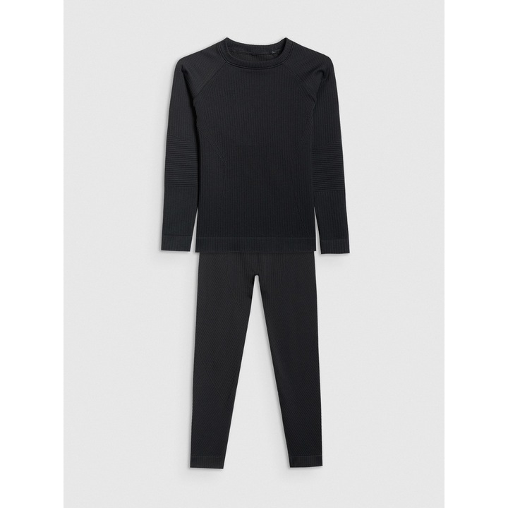 Lenjerie termoactiva 4F, poliester, fara cusaturi, negru, Negru