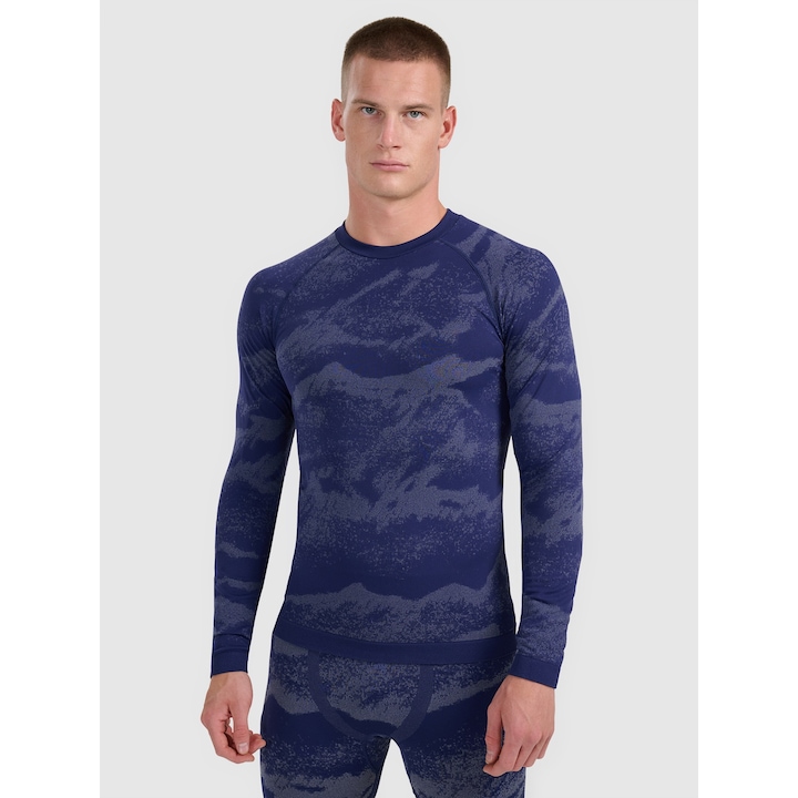 Мъжка спортна блуза, 4F, термо, полиестер, технология 4FSkin, синя, Син, S-M