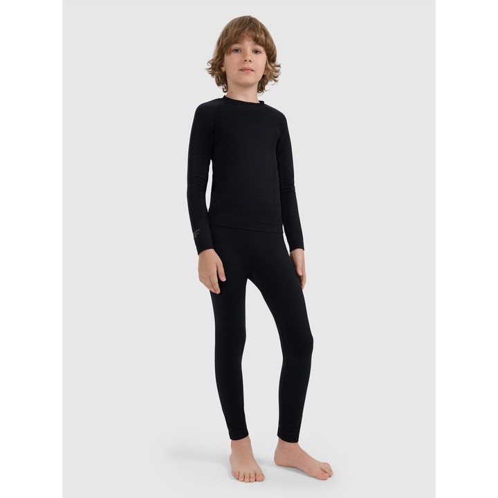 4F varrás nélküli termo fehérnemű, unisex, fekete, poliészter, 128-134 CM