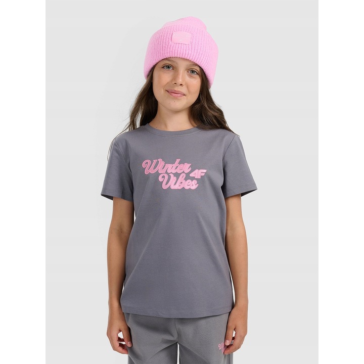 4F gyermek póló, szürke, pamut