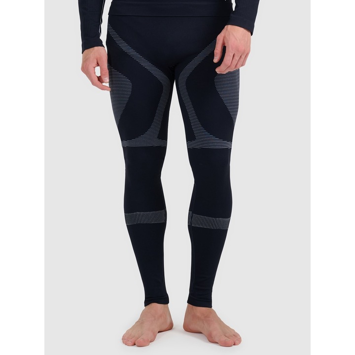 Pantaloni sport barbati, 4F, termoactiv, fara cusaturi, negru, poliester, S-M INTL