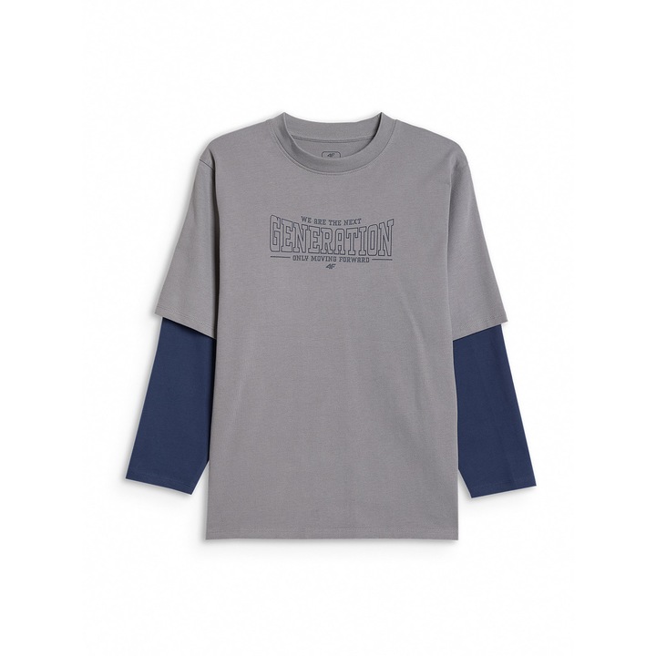 Bluza baieti 4FJRSS26TLONM631-24S, 4F, Bumbac, Gri