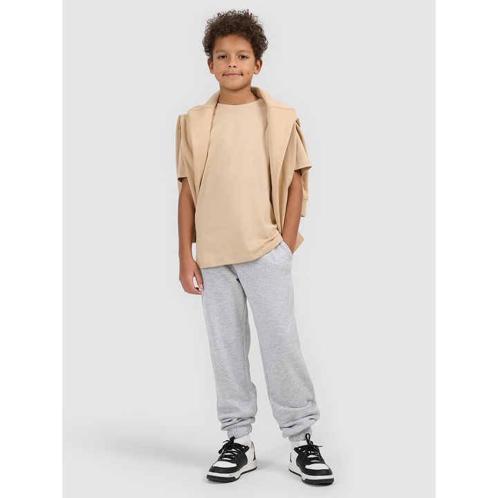 Normál póló, 4F, fiú, pamut, bézs