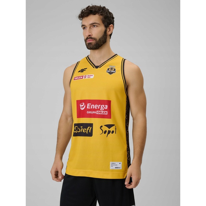 Мъжки потник за баскетбол 4F, жълт, технология 4FDry, полиестер, 2XL INTL
