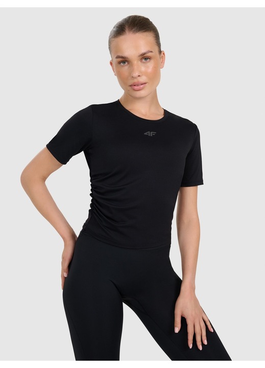 Női póló 4F, fekete, poliészter, testhezálló, XL INTL