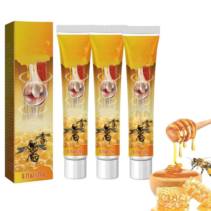 Pachet de 3 creme de ingrijire, Gel profesional cu venin de albine, Crema profesionala pentru articulatii cu gel de propolis, Potrivita pentru articulatii, gat, talie si picioare