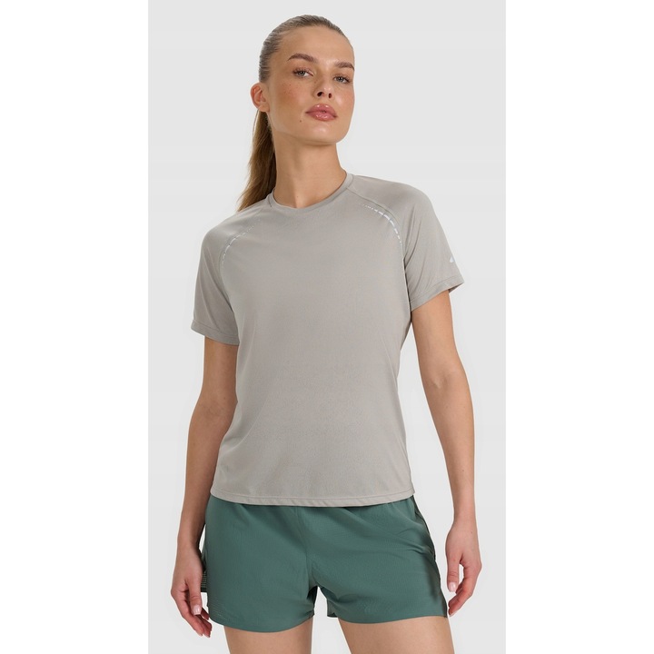 Női sportpóló 4F, edzéshez, könnyű, szürke, poliészter