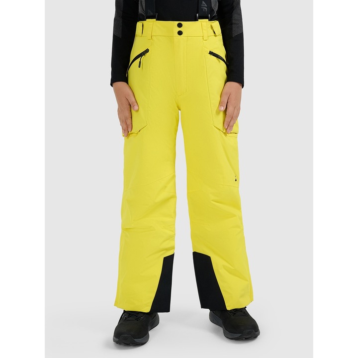 Pantaloni ski copii 4F, galbeni, NeoDry 8000, impermeabili, rip-stop