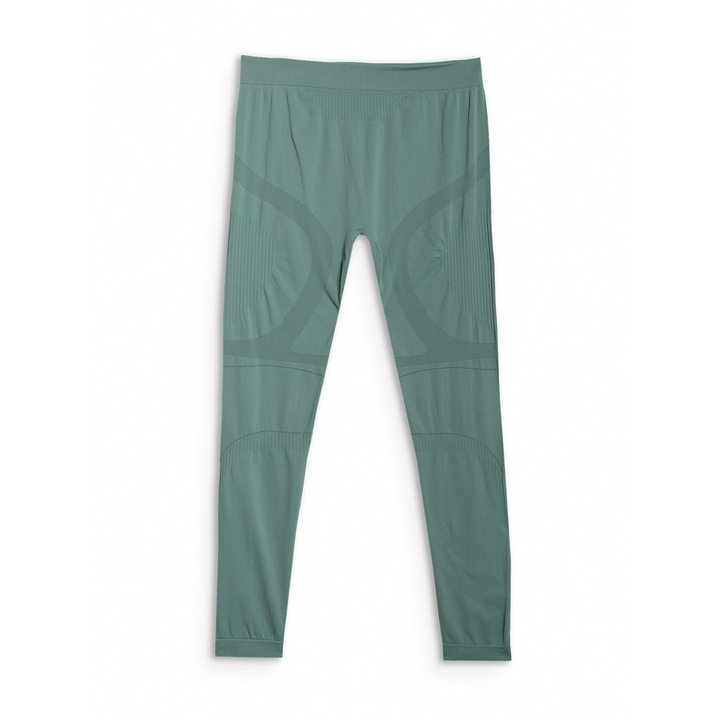 Pantaloni sport barbati 4F termoactiva, fara cusaturi, verde, poliester