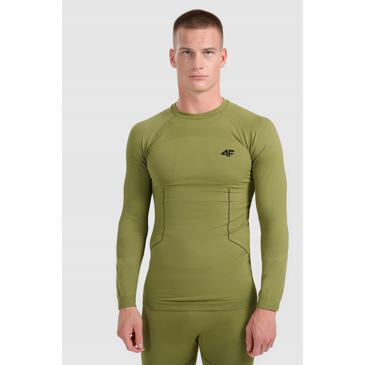 Мъжка спортна блуза 4F, термо, безшевна, зелена, полиестер, S-M INTL