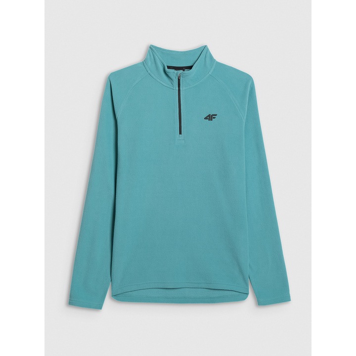Bluza sport termoactiva barbati, 4F, poliester, guler inalt, slim fit, tehnologie 4FWarm, turcoaz, Turcoaz