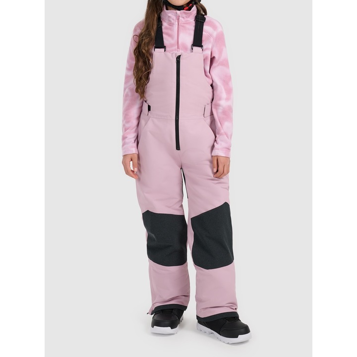 Pantaloni snowboard 4F NeoDry 10000, roz, impermeabili, cu bretele reglabile, pentru fete, poliester