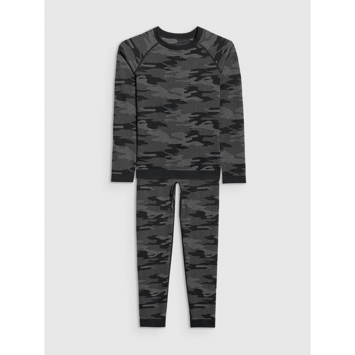 Lenjerie termoactiva copii, 4F, Poliamida, negru/gri, 152-158 CM