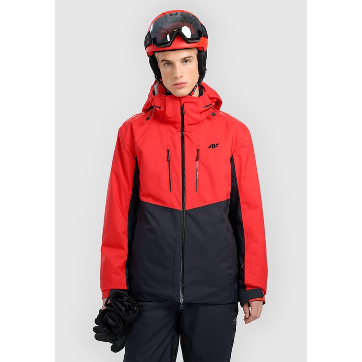 Jacheta de schi barbati, 4F, poliester, negru/rosu
