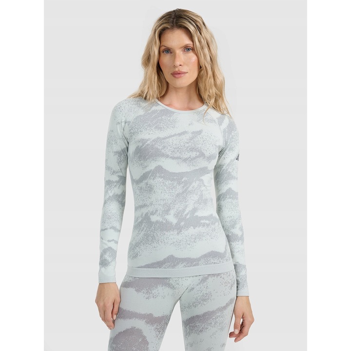 4F sportblúz, poliészter, fehér/szürke, Fehér/Szürke