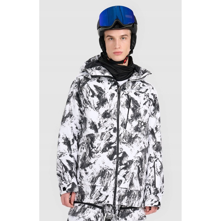 Geaca de schi/snowboard barbati, 4F, poliester, alb/negru
