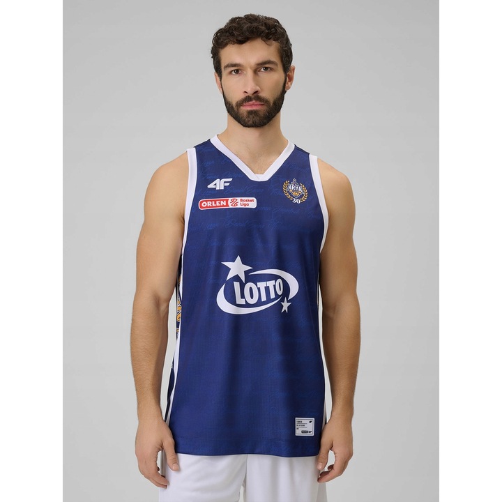 Férfi kosárlabda mez 4F, poliészter, Tengerészkék