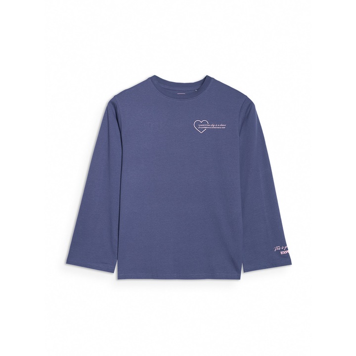 Bluza fete 4FJRAW25TLONF589-33S, 4F, Bumbac, Bleumarin