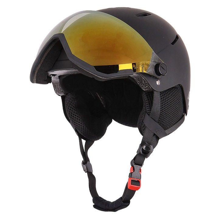 Casca de schi cu ochelari pentru copii 4F, unisex, negru, S (51-54cm)