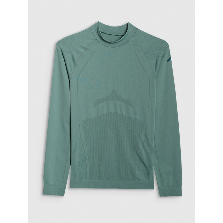 Bluza sport barbati, 4F, termoreactiva fara cusaturi, verde, poliester