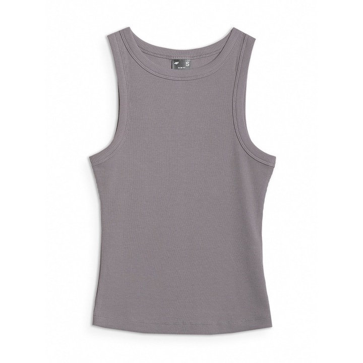 Maiou sport dama 4F, antrenament sala, gri, poliester