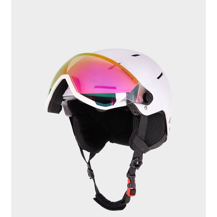 Casca de schi cu ochelari pentru copii, 4F, alb, S (51-54cm)