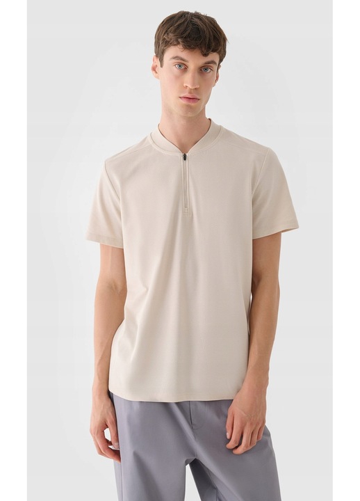 Férfi 4F póló, pamut/poliészter, bézs