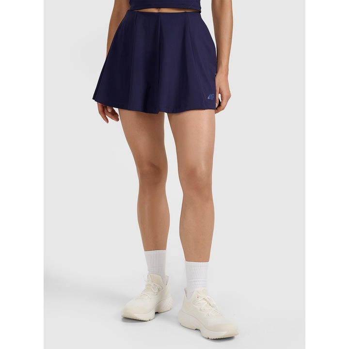 4F sport szoknya, tenisz, sötétkék, lefelé bővülő szabás, szintetikus anyag