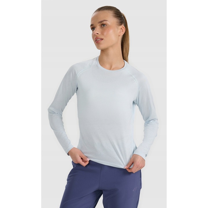 4F sport felső, futáshoz, hosszú ujjú, kék, poliészter