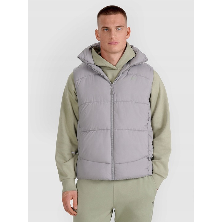 Férfi steppelt mellény 4F, szürke, szintetikus töltet, regular szabás, tavaszi-nyári szezon, 2XL INTL