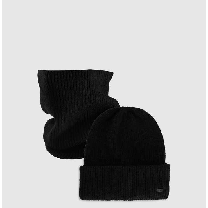 4F unisex sapka és sál, fekete, S, 3% gyapjú