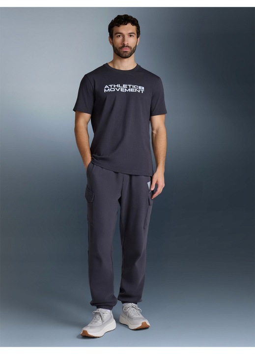 Férfi 4F póló, pamut, sötétszürke színű