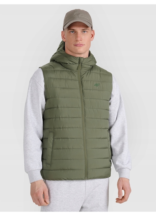 4F ferfi steppelt melleny, polieszter, Zöld/Khaki