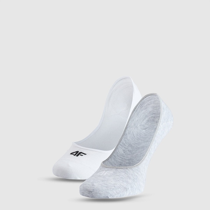 Дамски чорапи 4F, комплект 2 чифта, бял/сив, 35-38 EU, памук