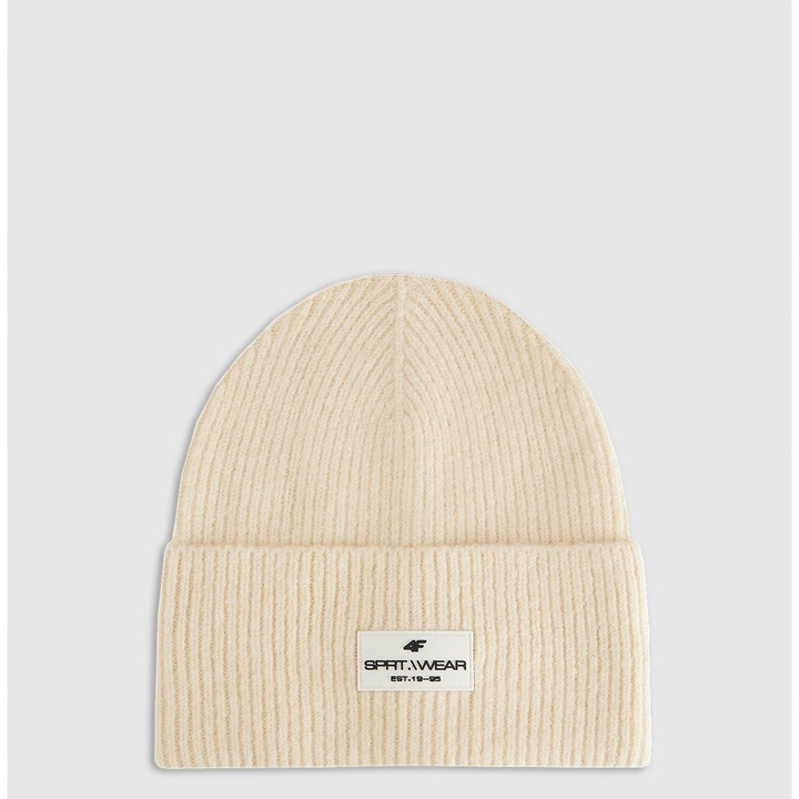 Női beanie sapka, 4F, fehér, S, újrahasznosított anyag