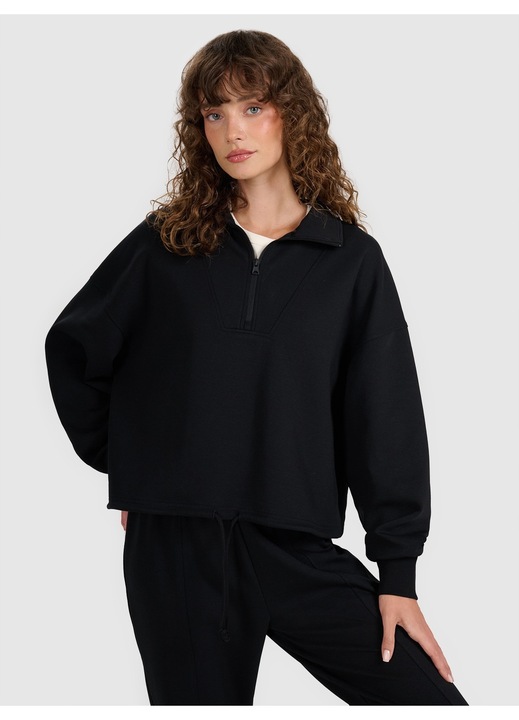 Hanorac dama 4F, oversize, negru, bumbac