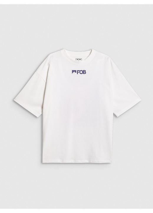 Női póló, 4F, fehér, pamut, hátul FOB mintás, M INTL