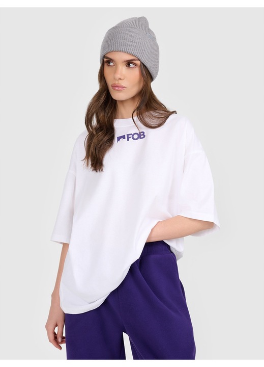 Női póló, 4F, fehér, pamut, alkalmi, L