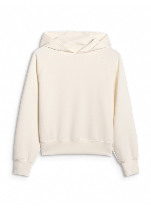 Hanorac dama 4F, bluza de trening cu gluga, regular fit, alb