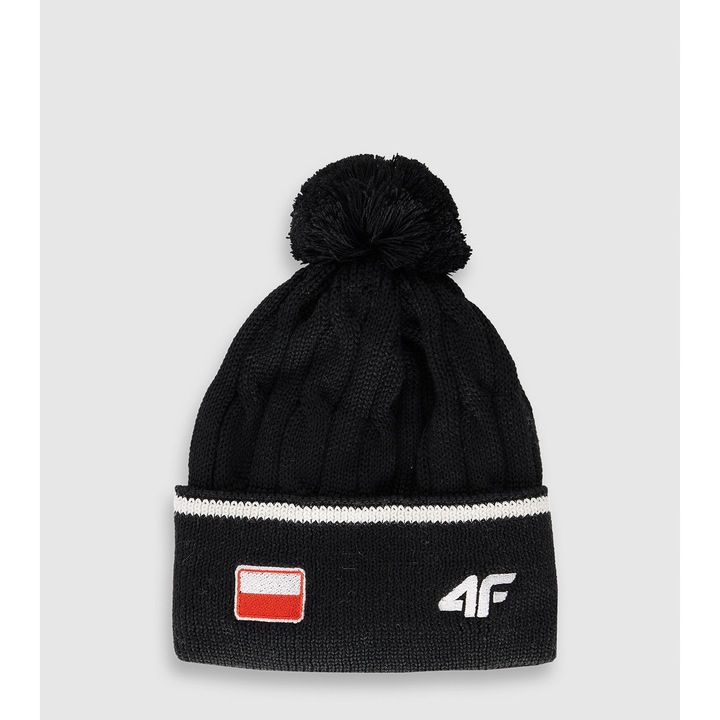 4F unisex sport sapka, merinó gyapjú, fekete, S