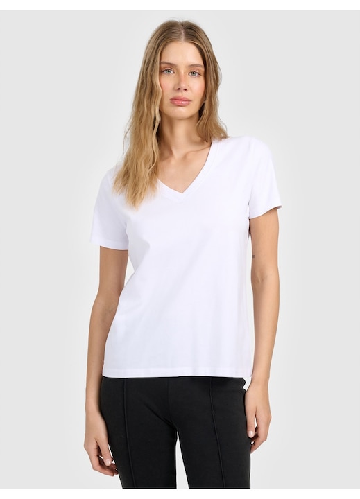Tricou de dama, 4F, culoare alb, bumbac