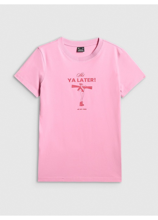 Női póló, 4F, rózsaszín, pamut, M INTL