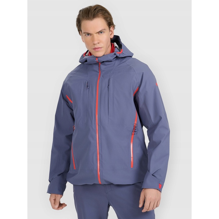 Férfi túradzseki, 4F, poliészter, tengerészkék/narancssárga