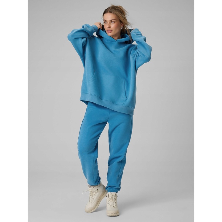 Női sportnadrág, 4F, jogger, magas derekú, kék, pamut