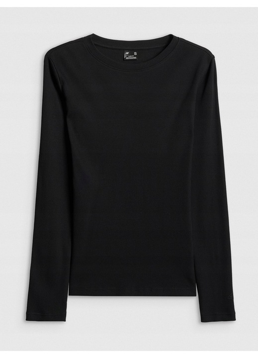 4F női blúz, fekete, rugalmas pamut, slim szabású, XS INTL