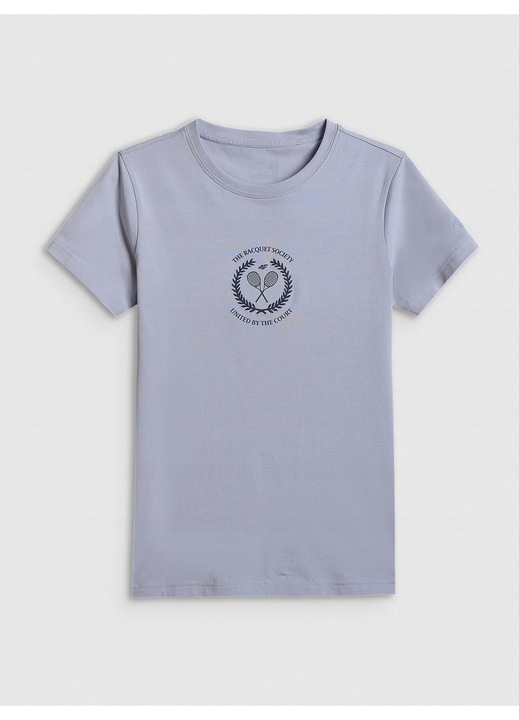 Дамска тениска, 4F, вталена кройка, принт, синя, памук